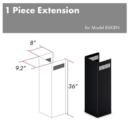 ZLINE 1-36" Chimney Extension for 9 ft. to 10 ft. Ceilings in Black Stainless (1PCEXT-BSKBN)