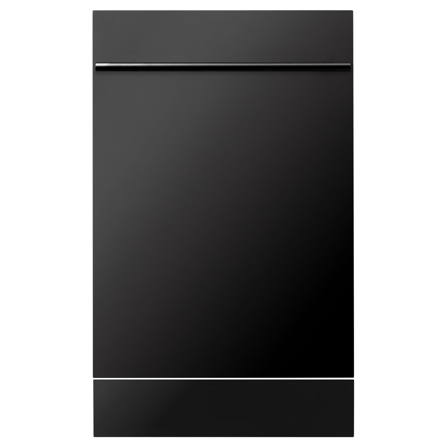 ZLINE 18" Compact Black Stainless Steel Top Control Dishwasher With Stainless Steel Tub and Modern Style Handle