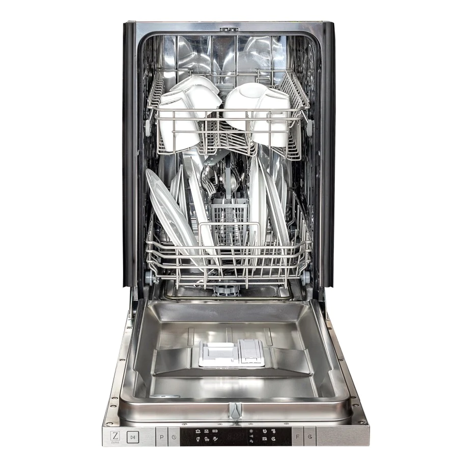 ZLINE 18" Unfinished Wood Top Control Dishwasher With Stainless Steel Tub and Modern Style Handle
