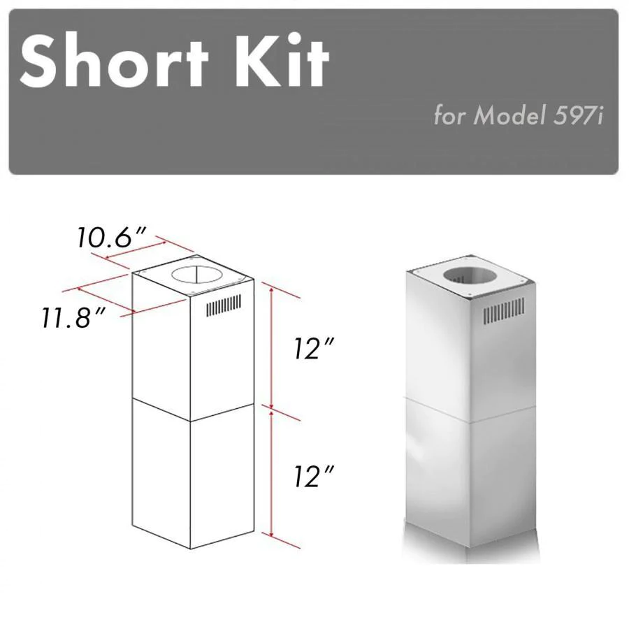 ZLINE 2-12" Short Chimney Pieces for 7 ft. to 8 ft. Ceilings (SK-597i)