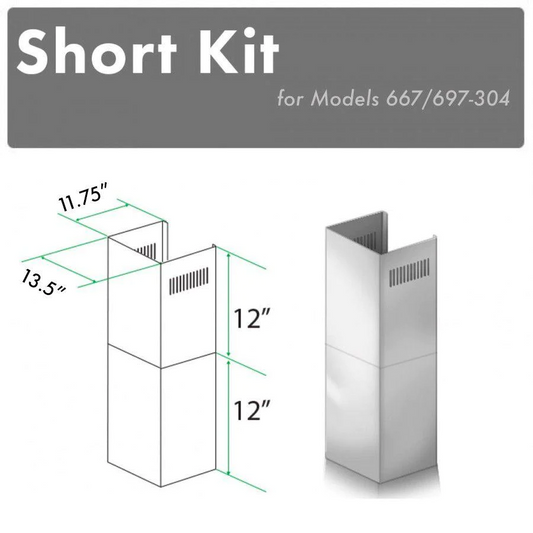 ZLINE 2-12" Short Chimney Pieces for 7 ft. to 8 ft. Ceilings (SK-667/697-304)