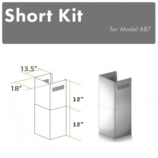 ZLINE 2-12" Short Chimney Pieces for 7 ft. to 8 ft. Ceilings (SK-687)