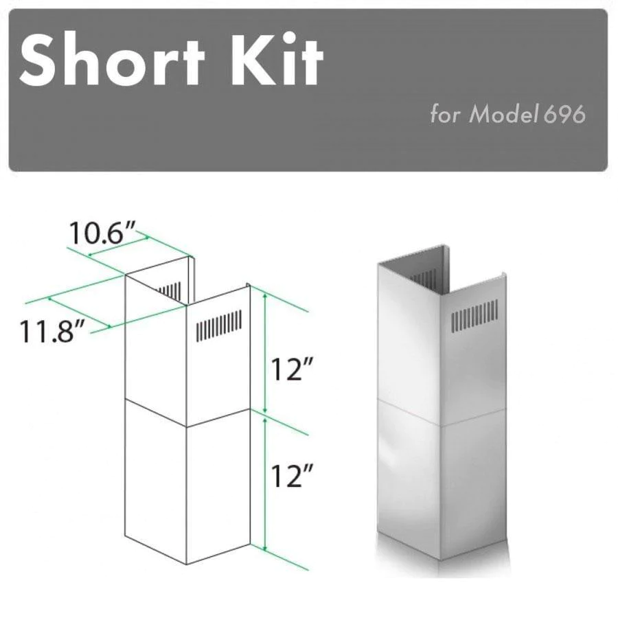 ZLINE 2-12" Short Chimney Pieces for 7 ft. to 8 ft. Ceilings (SK-696)