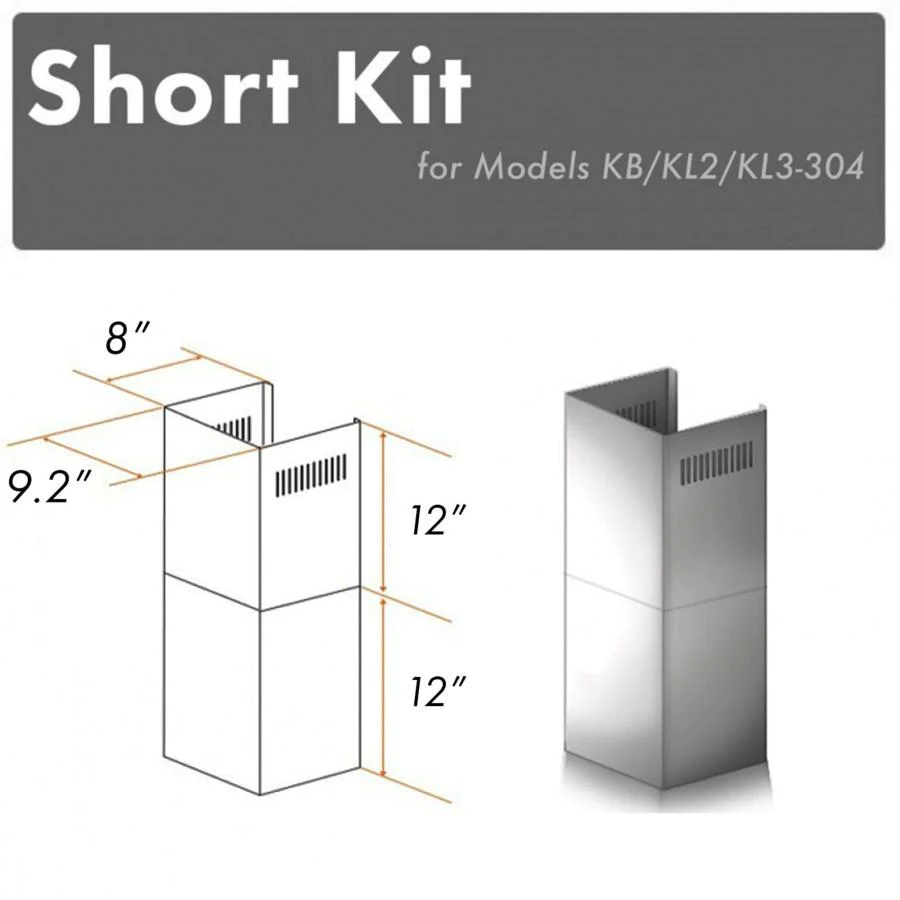 ZLINE 2-12" Short Chimney Pieces for 7 ft. to 8 ft. Ceilings (SK-KB/KL2/KL3-304)