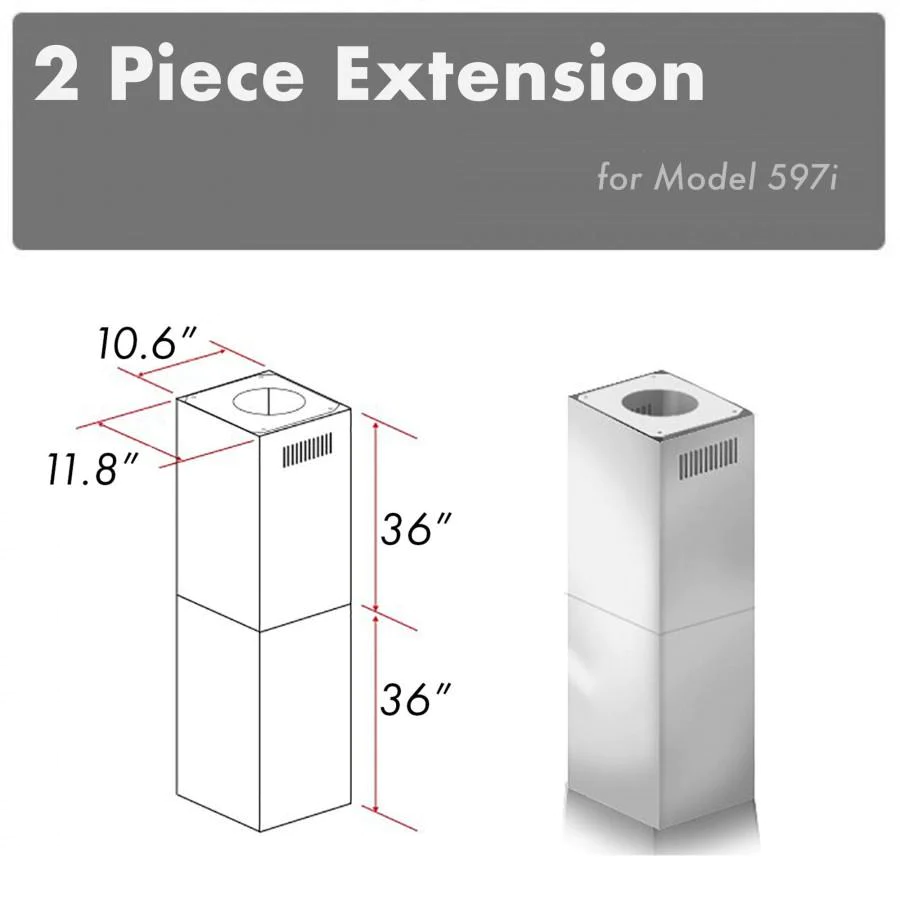 ZLINE 2-36" Chimney Extensions for 10 ft. to 12 ft. Ceilings (2PCEXT-597i)