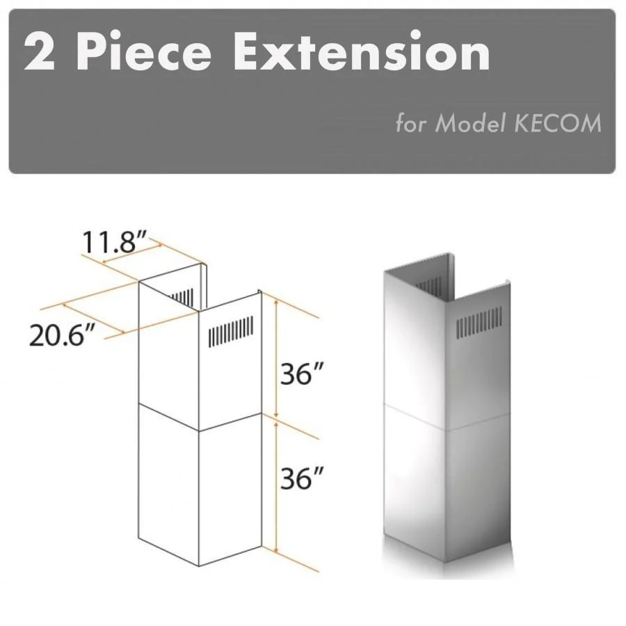 ZLINE 2-36" Chimney Extensions for 10 ft. to 12 ft. Ceilings (2PCEXT-KECOM)