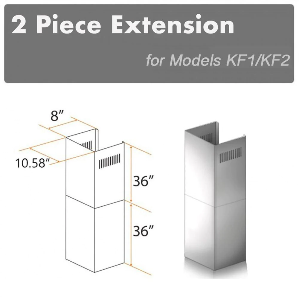 ZLINE 2-36" Chimney Extensions for 10 ft. to 12 ft. Ceilings (2PCEXT-KF1)