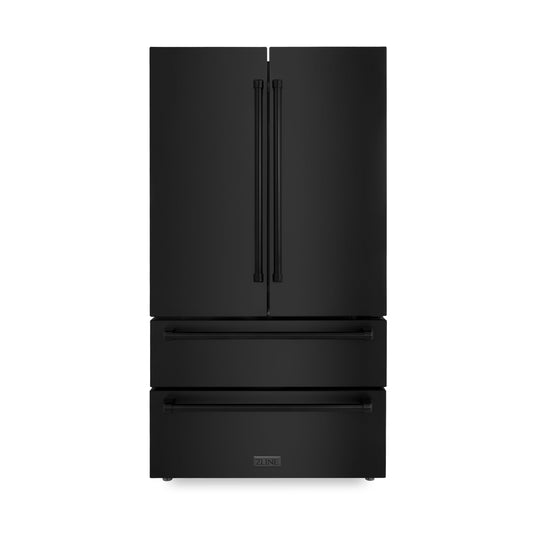 ZLINE 22.5 cu. ft 36" Black Stainless Steel Freestanding Fingerprint Resistant French Door Refrigerator With Ice Maker