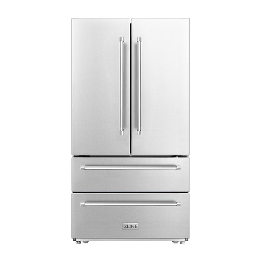 ZLINE 22.5 cu. ft 36" Stainless Steel Freestanding Fingerprint Resistant French Door Refrigerator With Ice Maker