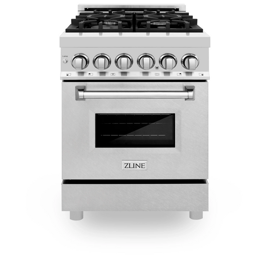 ZLINE 24" 2.8 cu. ft. Dual Fuel Range With Gas Stove and Electric Oven in Stainless Steel and DuraSnow Door