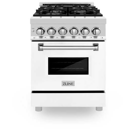 ZLINE 24" 2.8 cu. ft. Dual Fuel Range With Gas Stove and Electric Oven in Stainless Steel and White Matte Door