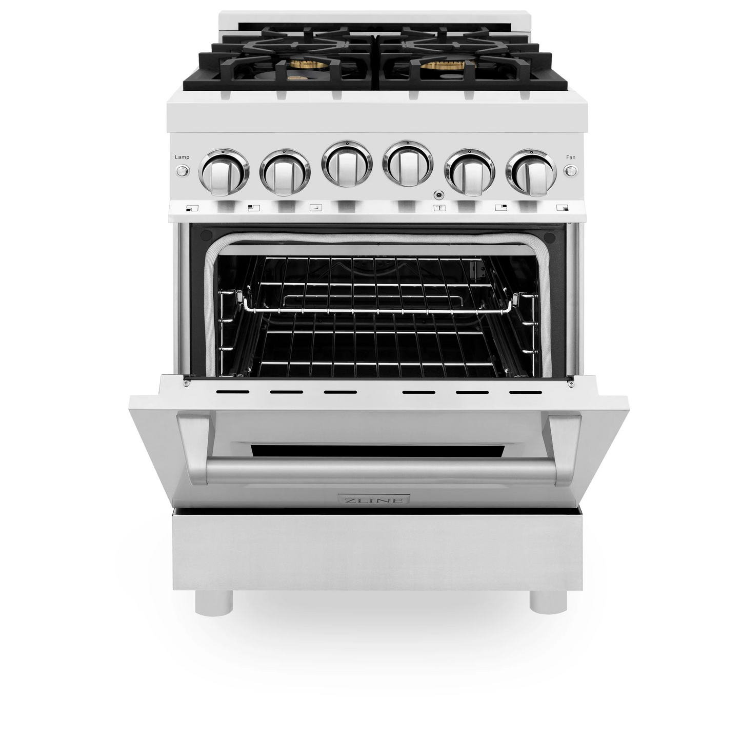 ZLINE 24" 2.8 cu. ft. Range With Gas Stove and Gas Oven in Stainless Steel With Brass Burners