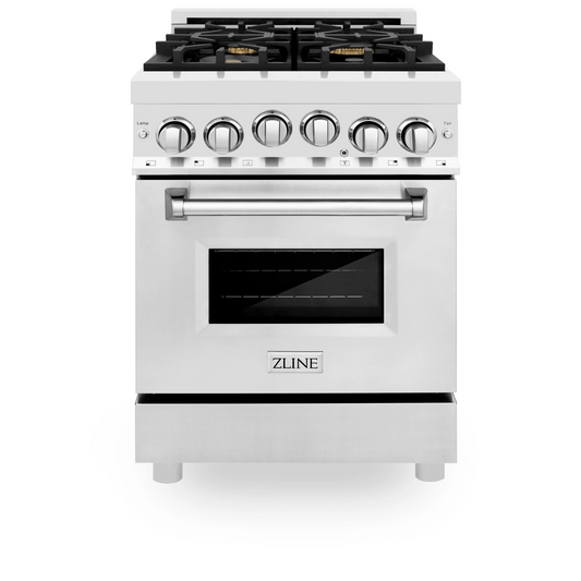 ZLINE 24" 2.8 cu. ft. Range With Gas Stove and Gas Oven in Stainless Steel With Brass Burners