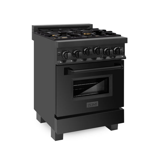 ZLINE 24" 2.8 cu. ft. Range with Gas Stove and Gas Oven in Black Stainless Steel