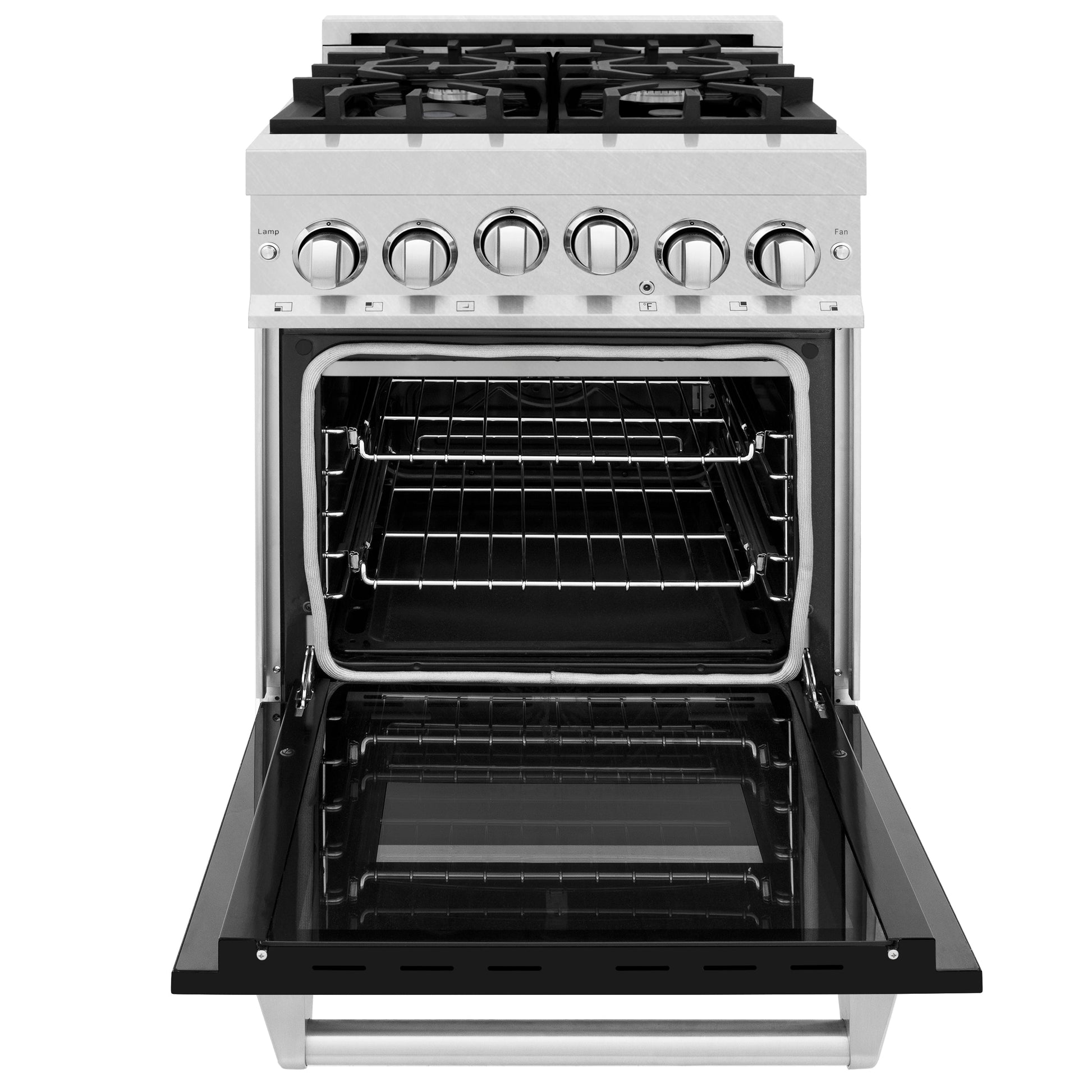 ZLINE 24" 2.8 cu. ft. Range with Gas Stove and Gas Oven in DuraSnow Stainless Steel and Black Matte Door