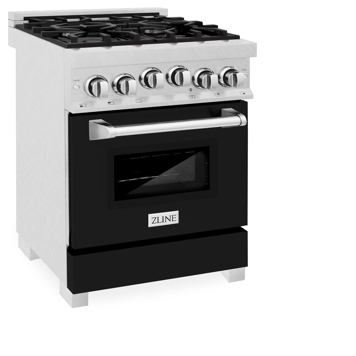 ZLINE 24" 2.8 cu. ft. Range with Gas Stove and Gas Oven in DuraSnow Stainless Steel and Black Matte Door