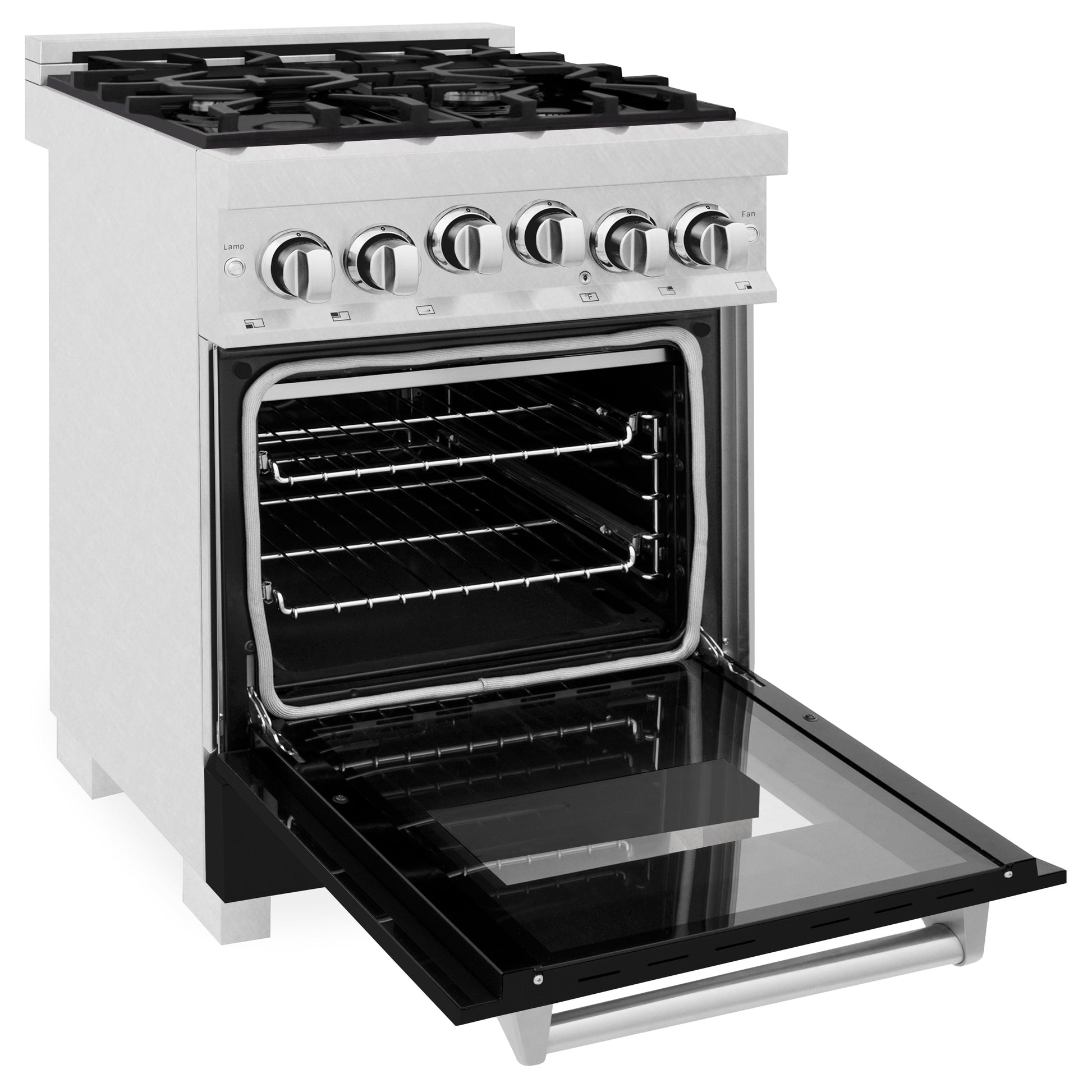 ZLINE 24" 2.8 cu. ft. Range with Gas Stove and Gas Oven in DuraSnow Stainless Steel and Black Matte Door