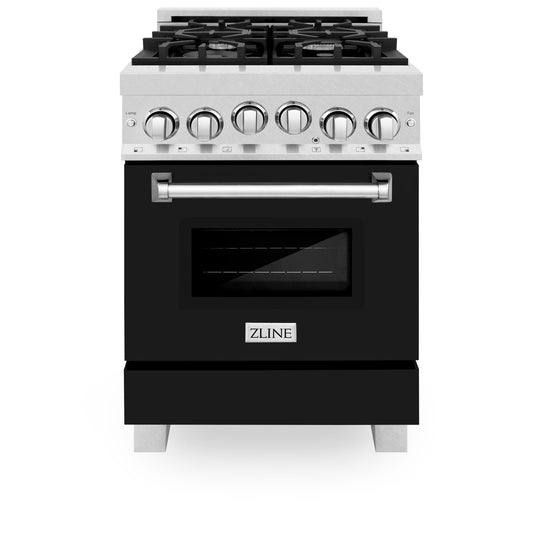 ZLINE 24" 2.8 cu. ft. Range with Gas Stove and Gas Oven in DuraSnow Stainless Steel and Black Matte Door