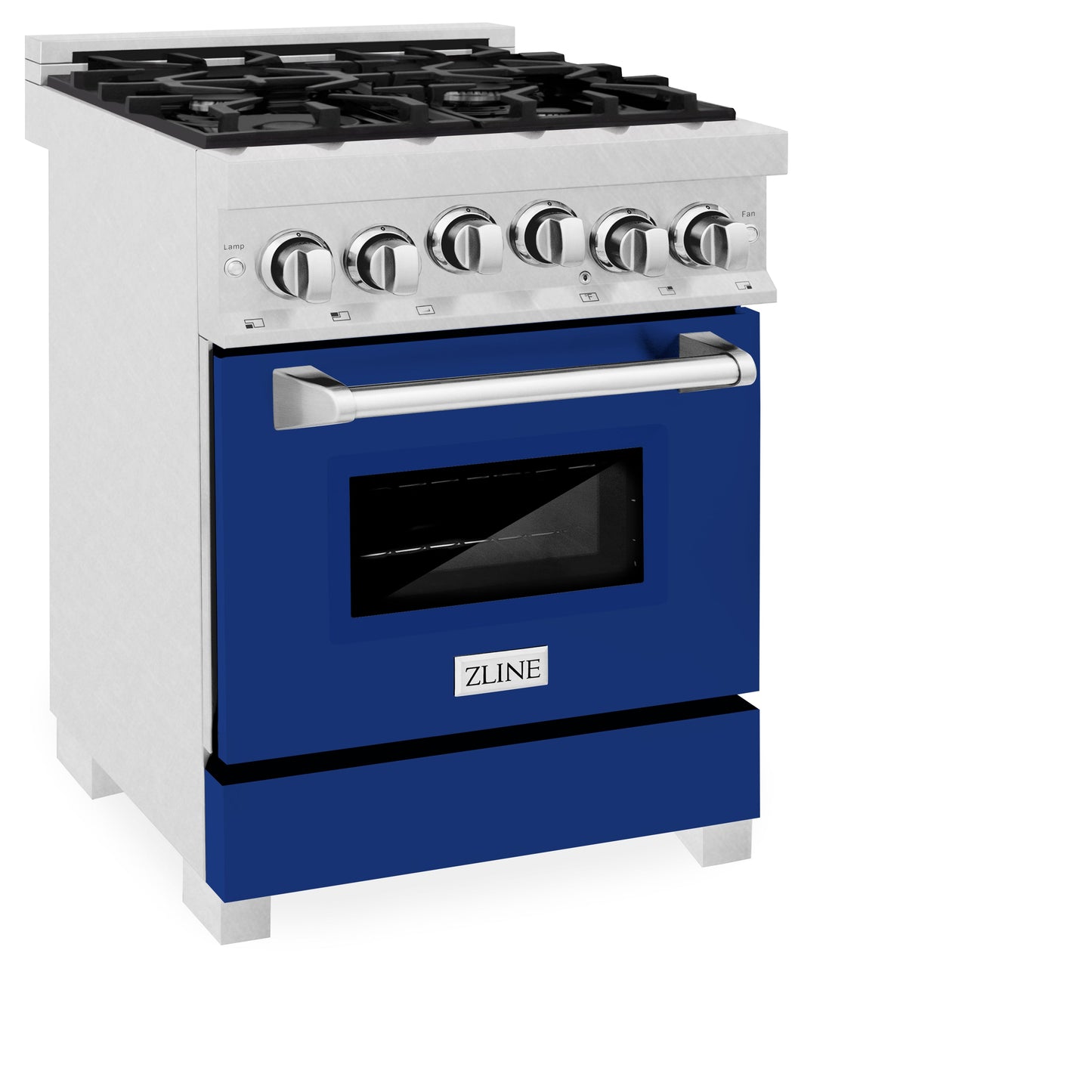 ZLINE 24" 2.8 cu. ft. Range with Gas Stove and Gas Oven in DuraSnow Stainless Steel and Blue Gloss Door