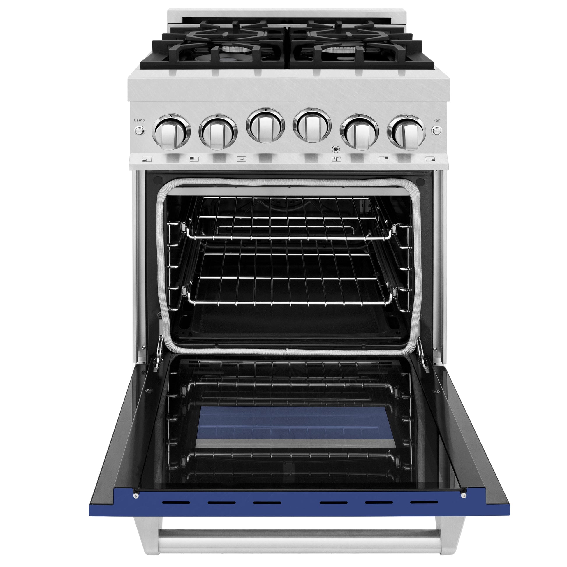 ZLINE 24" 2.8 cu. ft. Range with Gas Stove and Gas Oven in DuraSnow Stainless Steel and Blue Matte Door