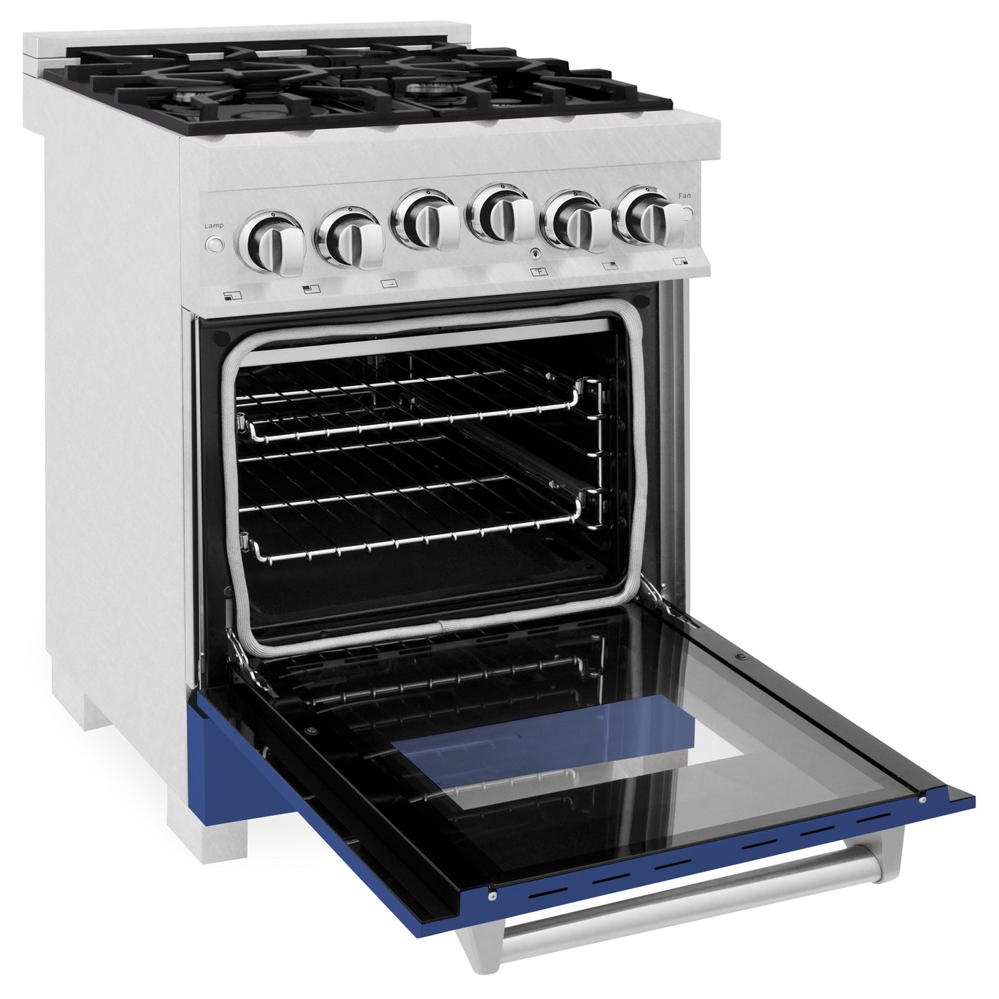 ZLINE 24" 2.8 cu. ft. Range with Gas Stove and Gas Oven in DuraSnow Stainless Steel and Blue Matte Door