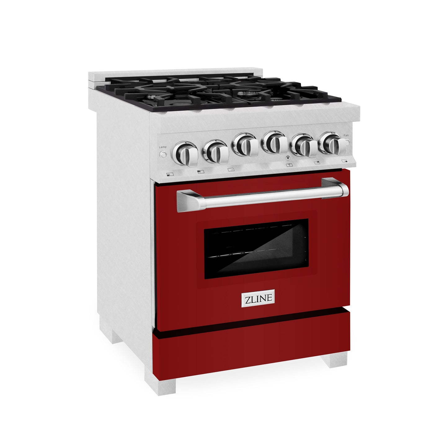 ZLINE 24" 2.8 cu. ft. Range with Gas Stove and Gas Oven in DuraSnow Stainless Steel and Red Gloss Door