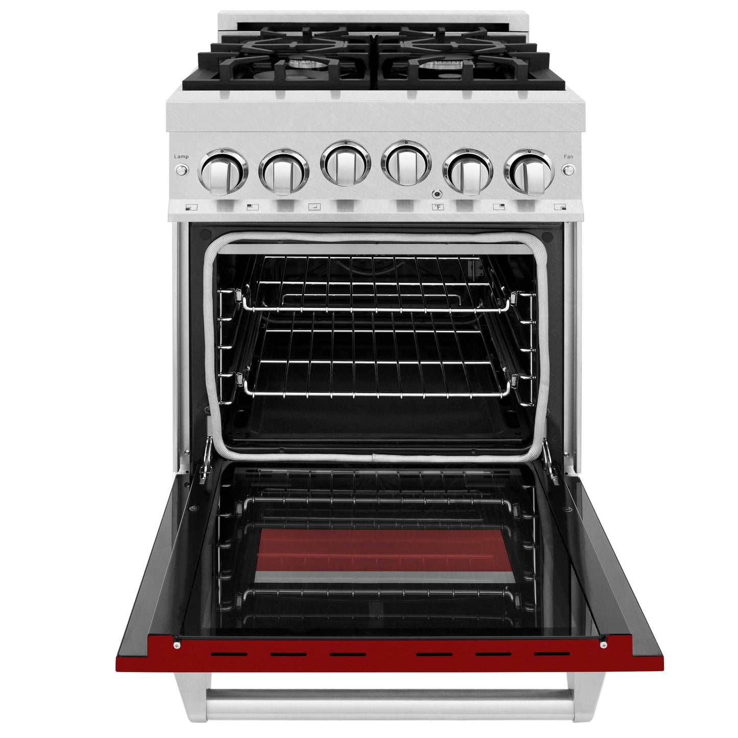 ZLINE 24" 2.8 cu. ft. Range with Gas Stove and Gas Oven in DuraSnow Stainless Steel and Red Gloss Door