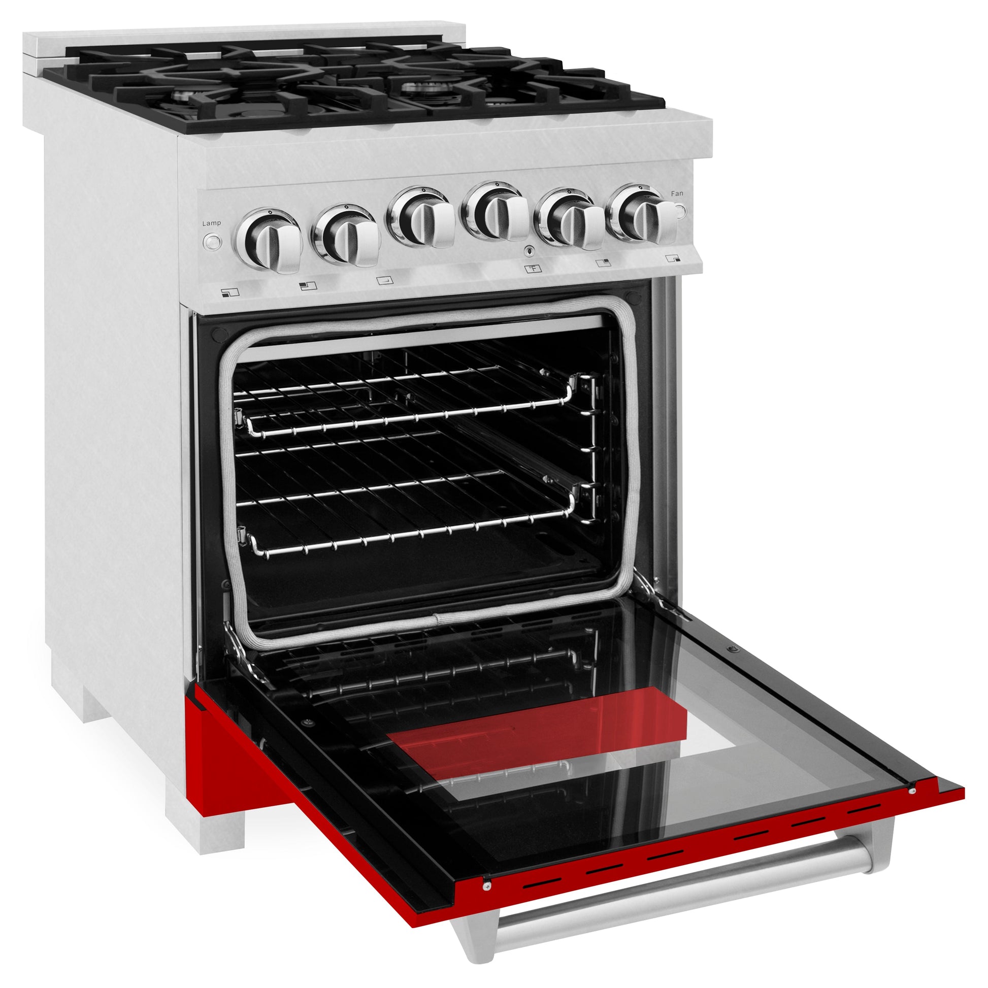 ZLINE 24" 2.8 cu. ft. Range with Gas Stove and Gas Oven in DuraSnow Stainless Steel and Red Matte Door