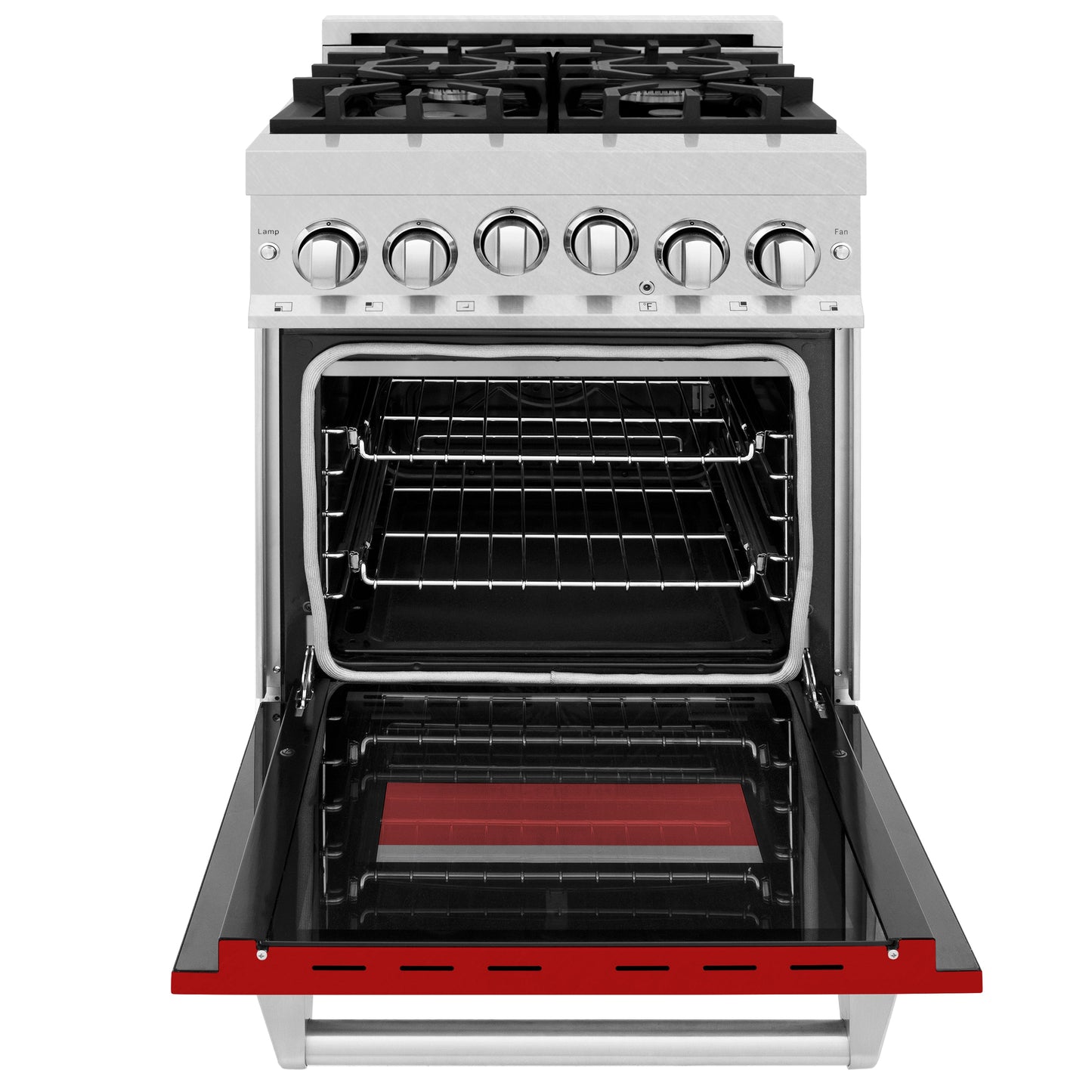 ZLINE 24" 2.8 cu. ft. Range with Gas Stove and Gas Oven in DuraSnow Stainless Steel and Red Matte Door