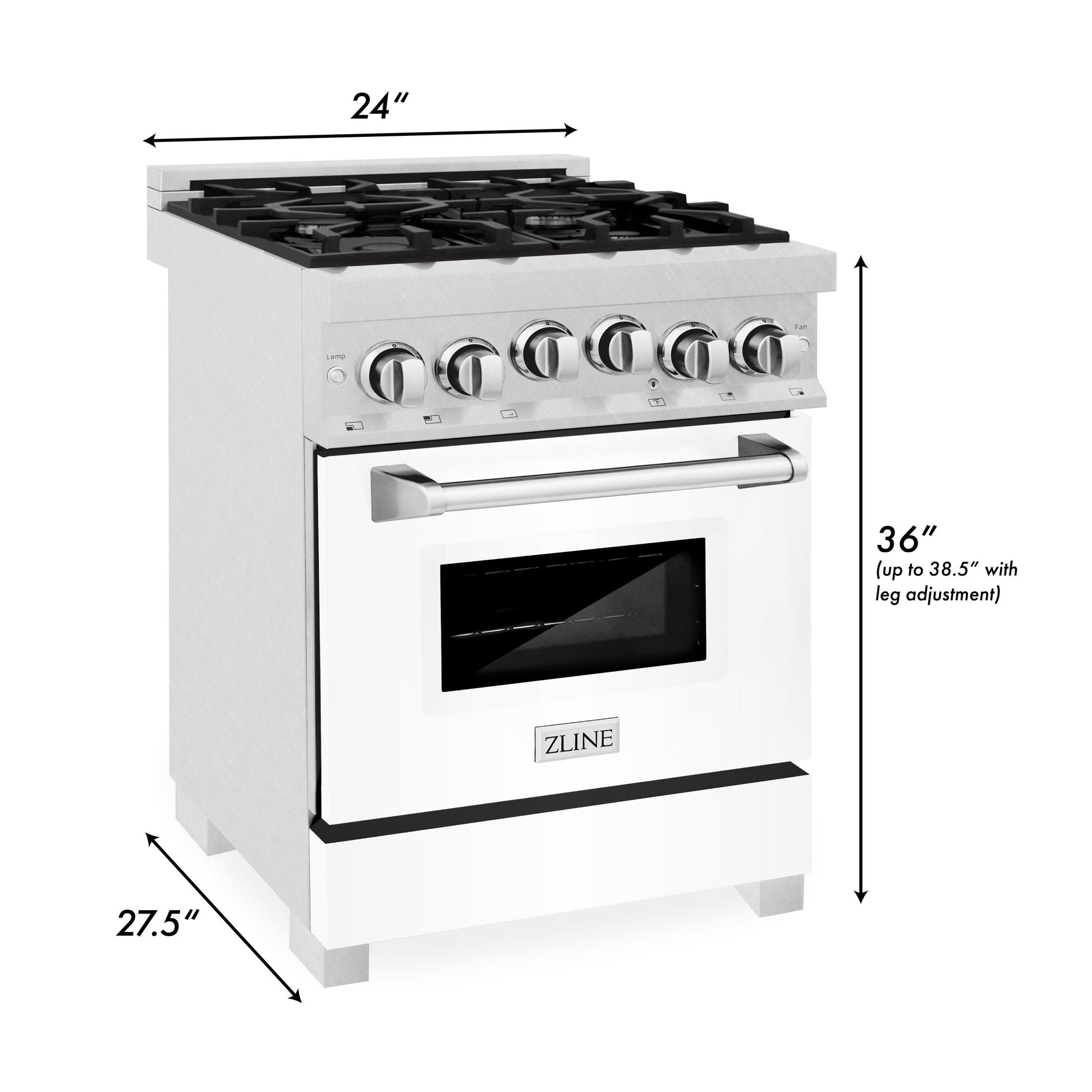 ZLINE 24" 2.8 cu. ft. Range with Gas Stove and Gas Oven in DuraSnow Stainless Steel and White Matte Door