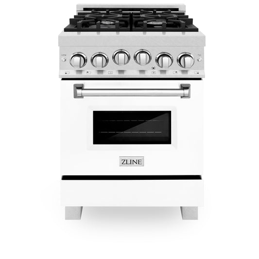 ZLINE 24" 2.8 cu. ft. Range with Gas Stove and Gas Oven in DuraSnow Stainless Steel and White Matte Door