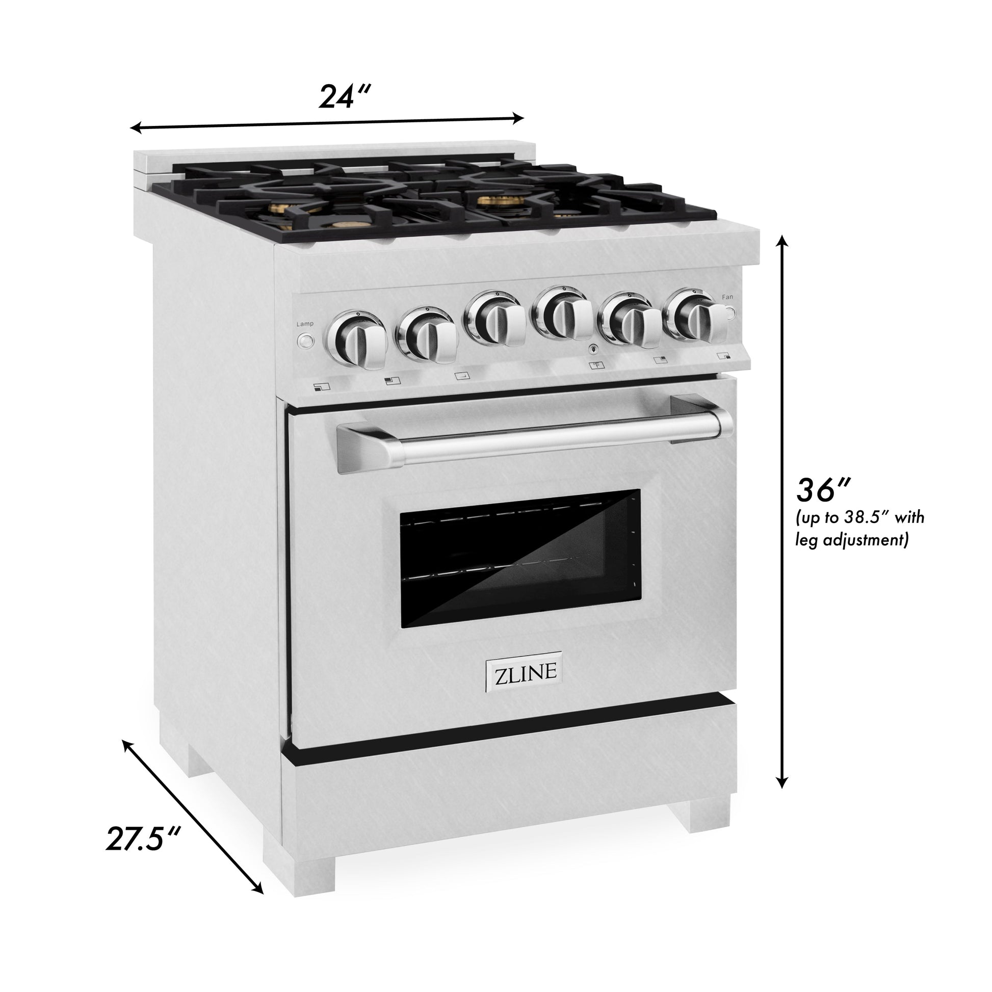 ZLINE 24" 2.8 cu. ft. Range with Gas Stove and Gas Oven in DuraSnow Stainless Steel with Brass Burners