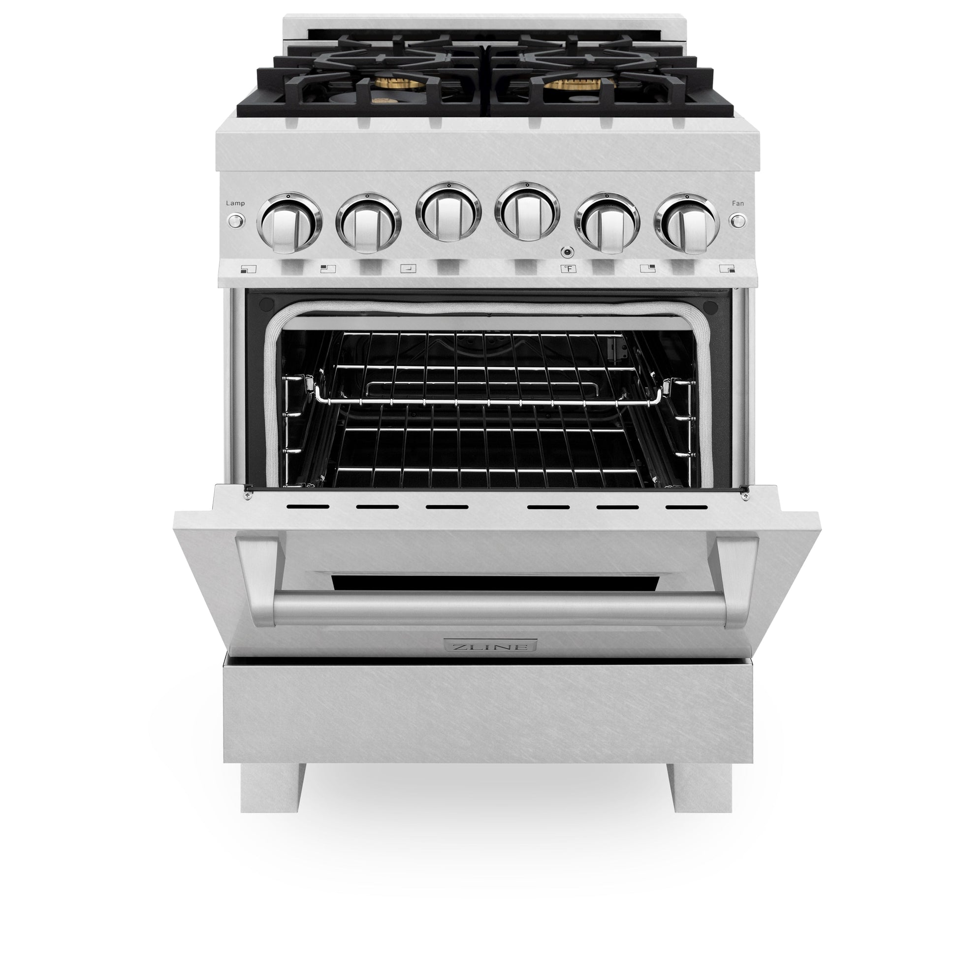 ZLINE 24" 2.8 cu. ft. Range with Gas Stove and Gas Oven in DuraSnow Stainless Steel with Brass Burners