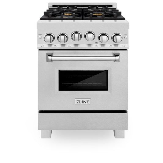 ZLINE 24" 2.8 cu. ft. Range with Gas Stove and Gas Oven in DuraSnow Stainless Steel with Brass Burners