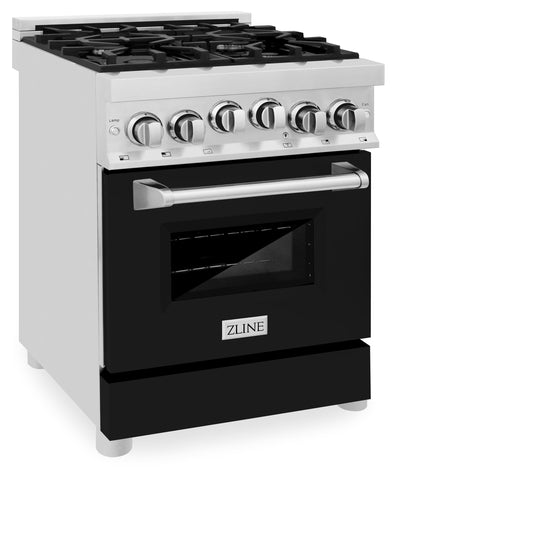 ZLINE 24" 2.8 cu. ft. Range with Gas Stove and Gas Oven in Stainless Steel and Black Matte Door