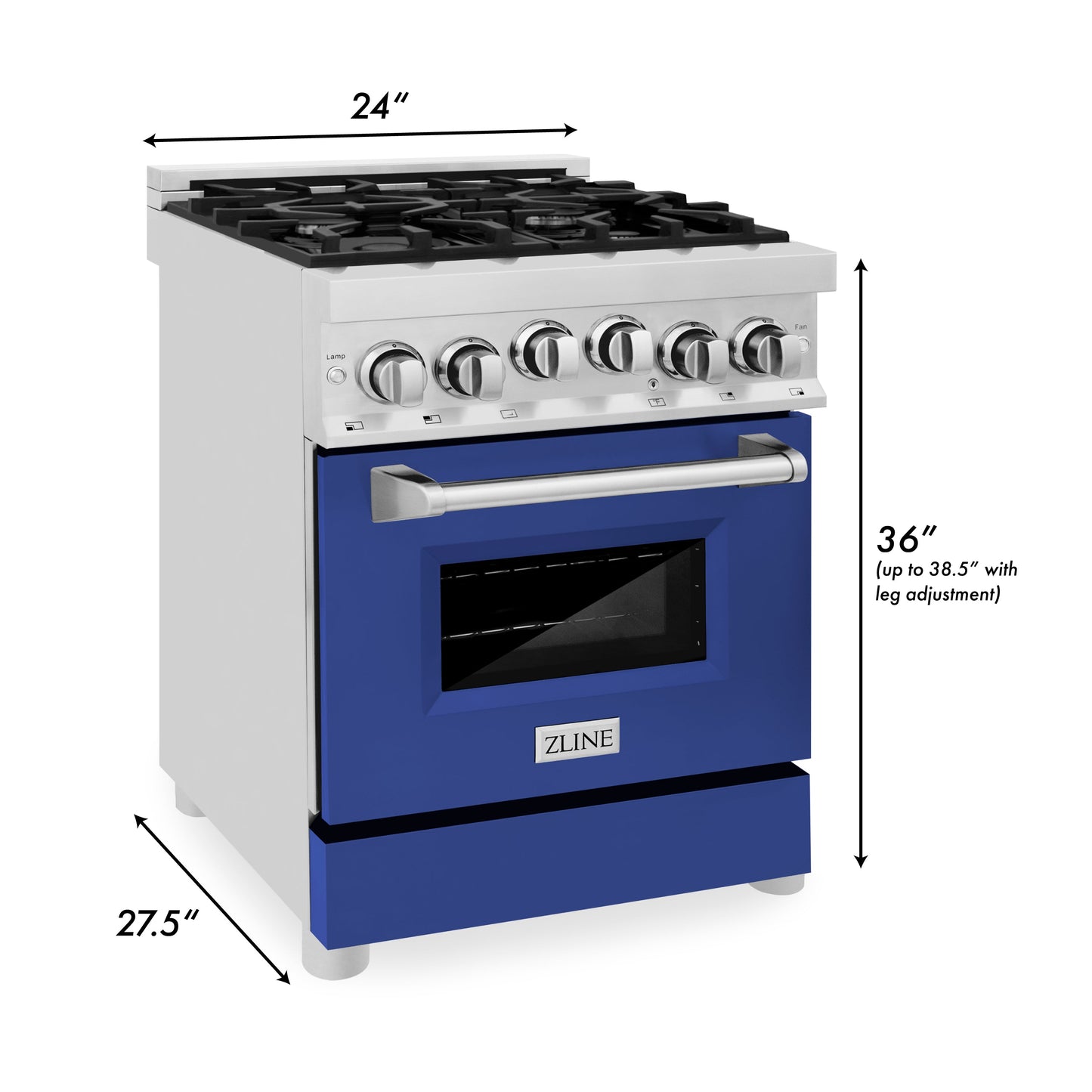 ZLINE 24" 2.8 cu. ft. Range with Gas Stove and Gas Oven in Stainless Steel and Blue Matte Door