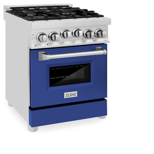 ZLINE 24" 2.8 cu. ft. Range with Gas Stove and Gas Oven in Stainless Steel and Blue Matte Door