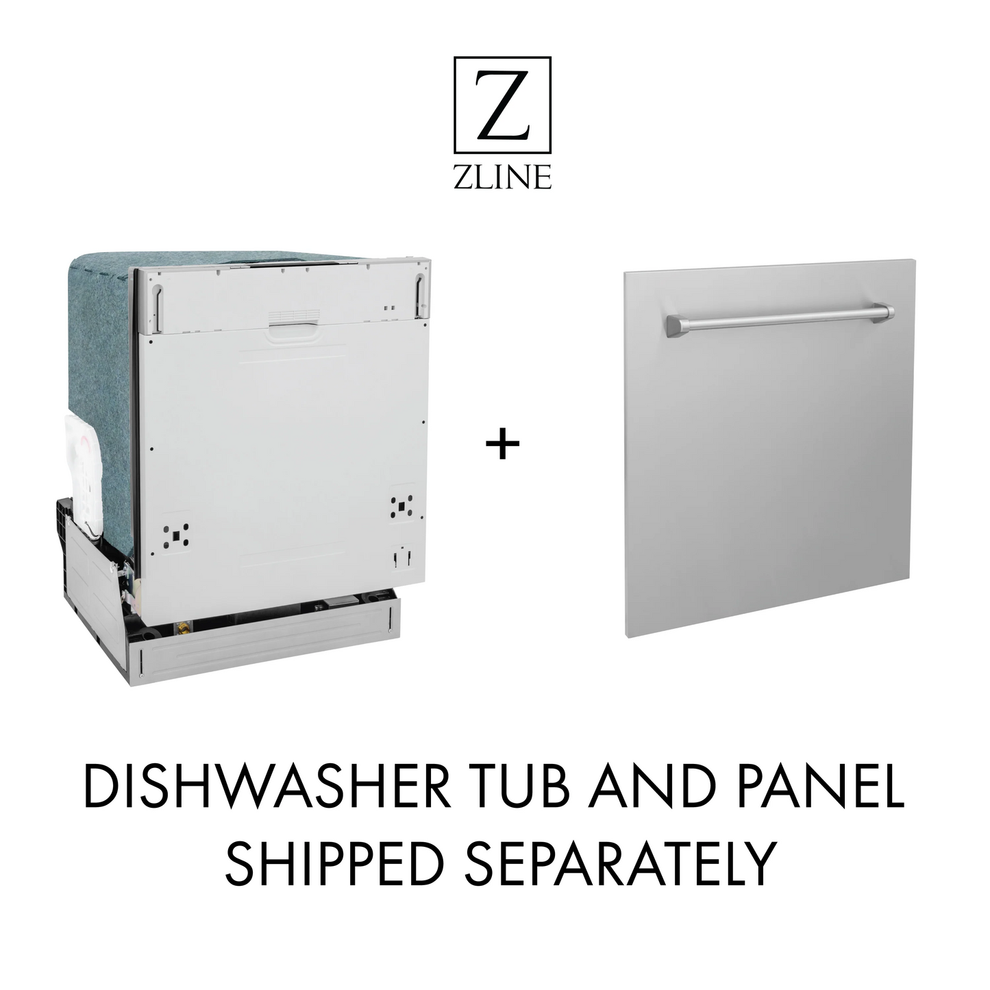 ZLINE 24" Custom Panel Ready Top Control Dishwasher With Stainless Steel Tub