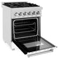 ZLINE 24" DuraSnow Stainless Steel 4 Burner Dual Fuel Range With White Matte Door and 2.8 cu. ft. Electric Oven