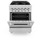 ZLINE 24" Stainless Steel 4 Burner Dual Fuel Range With DuraSnow Stainless Steel Door and 2.8 cu. ft. Electric Oven