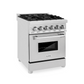 ZLINE 24" Stainless Steel 4 Burner Dual Fuel Range With DuraSnow Stainless Steel Door and 2.8 cu. ft. Electric Oven