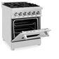 ZLINE 24" Stainless Steel 4 Burner Dual Fuel Range With DuraSnow Stainless Steel Door and 2.8 cu. ft. Electric Oven