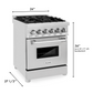 ZLINE 24" Stainless Steel 4 Burner Dual Fuel Range With DuraSnow Stainless Steel Door and 2.8 cu. ft. Electric Oven