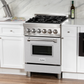 ZLINE 24" Stainless Steel 4 Burner Dual Fuel Range With DuraSnow Stainless Steel Door and 2.8 cu. ft. Electric Oven