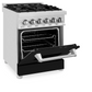ZLINE 24" Stainless Steel Black Matte Door 4 Burner Dual Fuel Range With 2.8 cu. ft. Electric Oven