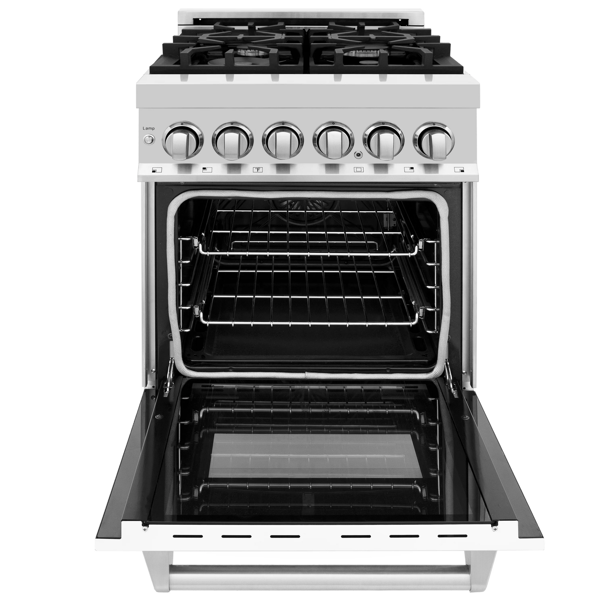 ZLINE 24" Stainless Steel and White Matte Door 4 Burner Dual Fuel Range With 2.8 cu. ft. Electric Oven