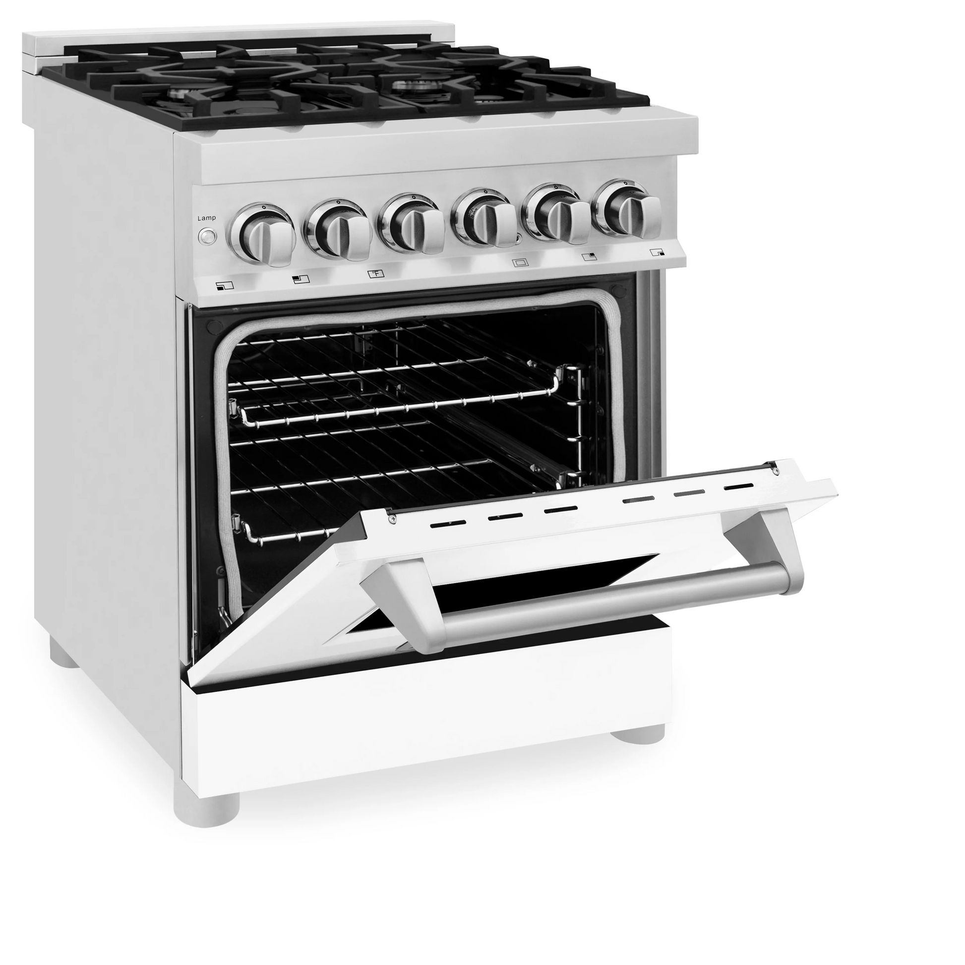 ZLINE 24" Stainless Steel and White Matte Door 4 Burner Dual Fuel Range With 2.8 cu. ft. Electric Oven