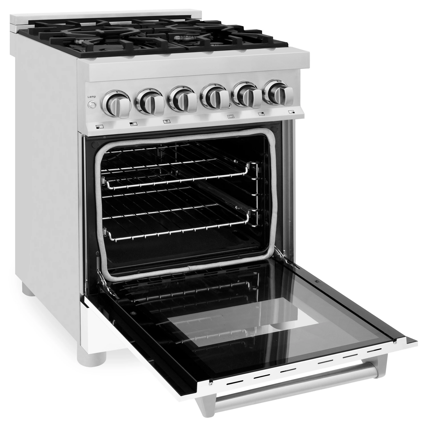 ZLINE 24" Stainless Steel and White Matte Door 4 Burner Dual Fuel Range With 2.8 cu. ft. Electric Oven