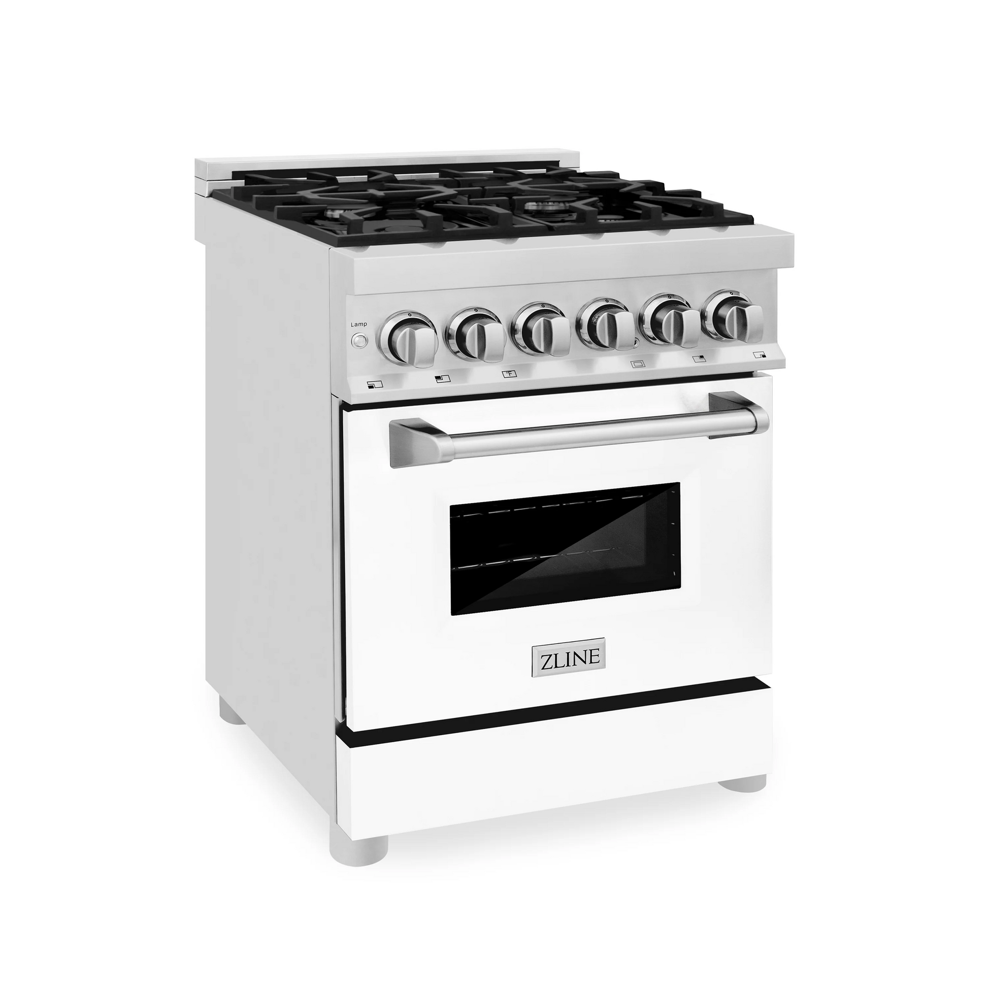 ZLINE 24" Stainless Steel and White Matte Door 4 Burner Dual Fuel Range With 2.8 cu. ft. Electric Oven