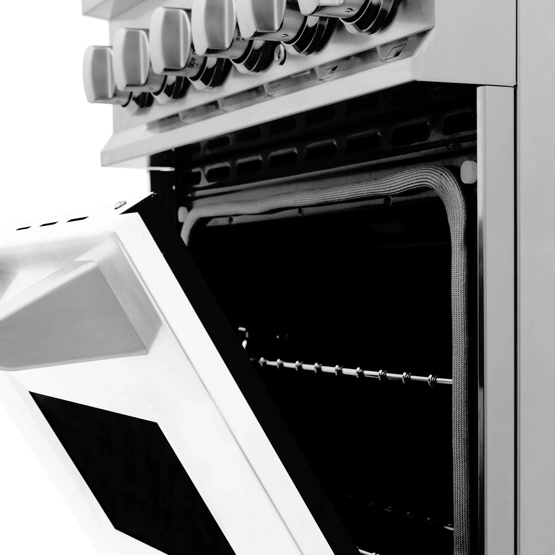 ZLINE 24" Stainless Steel and White Matte Door 4 Burner Dual Fuel Range With 2.8 cu. ft. Electric Oven